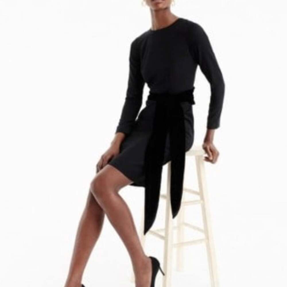 J. Crew Day To Night Wool Velvet Bow Dress Black H3593 Size 0